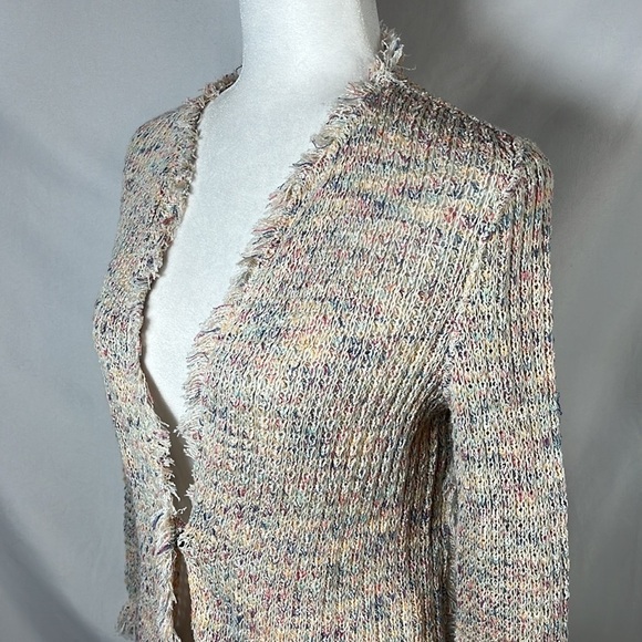 Nic+Zoe Pastel Fringe Linen Blend Cardigan Cover-up Womens Size XS - Picture 2 of 11